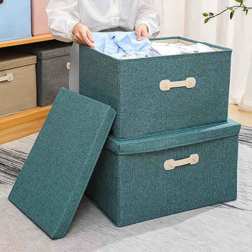 棉麻皮手提收纳箱可折叠搬家箱子床底储物箱玩具收纳衣柜收纳盒 商品图2