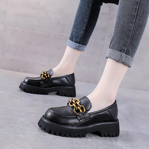 YR  A321厚底乐福鞋真皮一脚蹬英伦小皮鞋 商品图2