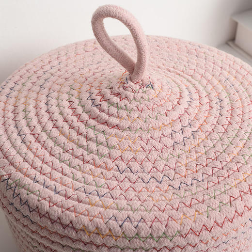 手工编织桌面收纳篮遥控器化妆品钥匙带盖收纳筐环保零食置物篮， 商品图7
