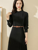 米思阳知性轻熟连衣裙小众不规则百褶2025新款中长款黑色裙子2309 商品缩略图1