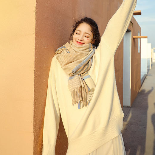2021仿羊绒围巾新款 冬季披肩围巾女加厚保暖流苏scarf围脖冬圣诞礼物 商品图3