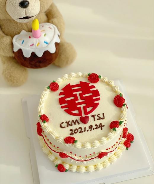 复古结婚·订婚·双喜喜蛋糕 商品图0