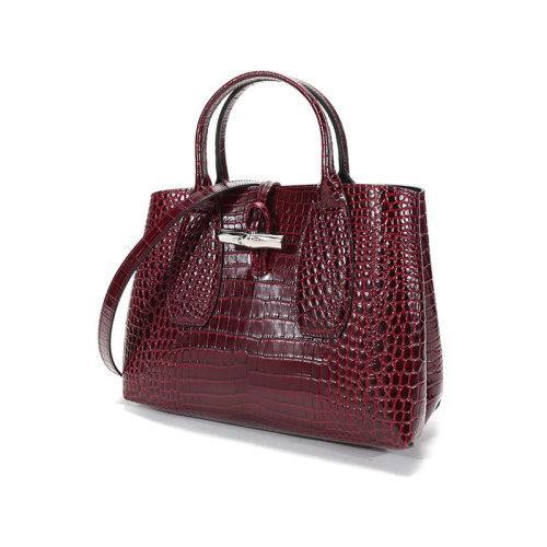 Longchamp/珑骧 2021款 女士ROSEAU系列中号牛皮手提单肩斜挎包竹节包 10058 HTS 商品图11