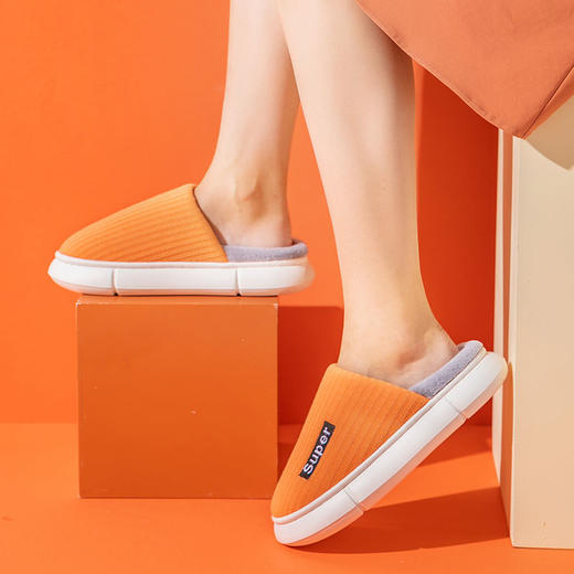 厚底棉拖鞋女秋冬季踩屎感拖鞋居家居情侣室内保暖防水增高棉拖 商品图8