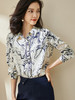 新中式水墨画衬衫 质地丝滑 软薄透气 女士衬衣印花通勤职业上衣长袖衬衫1716 商品缩略图2