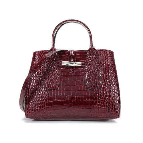 Longchamp/珑骧 2021款 女士ROSEAU系列中号牛皮手提单肩斜挎包竹节包 10058 HTS 商品图10