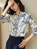 新中式水墨画衬衫 质地丝滑 软薄透气 女士衬衣印花通勤职业上衣长袖衬衫1716 商品缩略图1