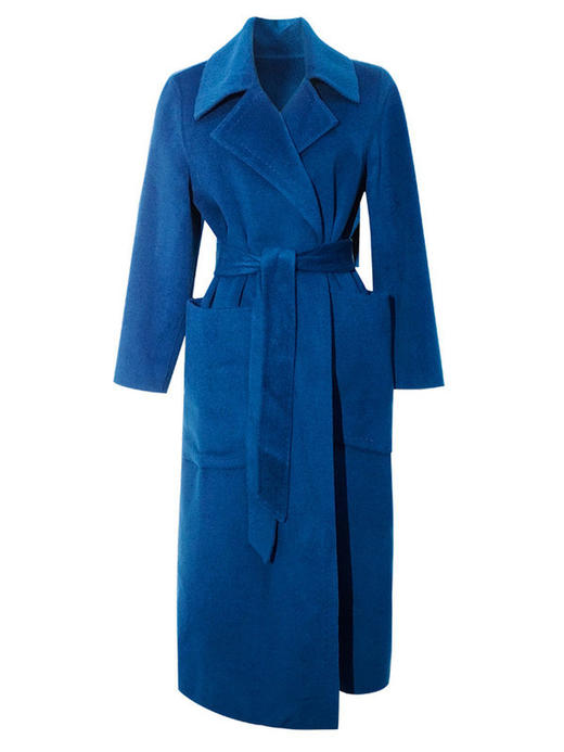 天丝羊毛双面呢 亲肤细软羊毛 克莱因蓝显白精致 减龄超好看气质长款收腰毛呢外套1550 商品图5