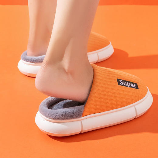 厚底棉拖鞋女秋冬季踩屎感拖鞋居家居情侣室内保暖防水增高棉拖 商品图0