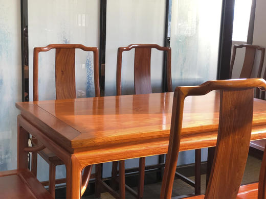 红桥红  家具严选  缅甸花梨（大果紫檀）  【138马蹄腿方餐桌七件套】 商品图3