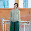绽放318朵/长袖亚麻V领衬衫 商品缩略图1