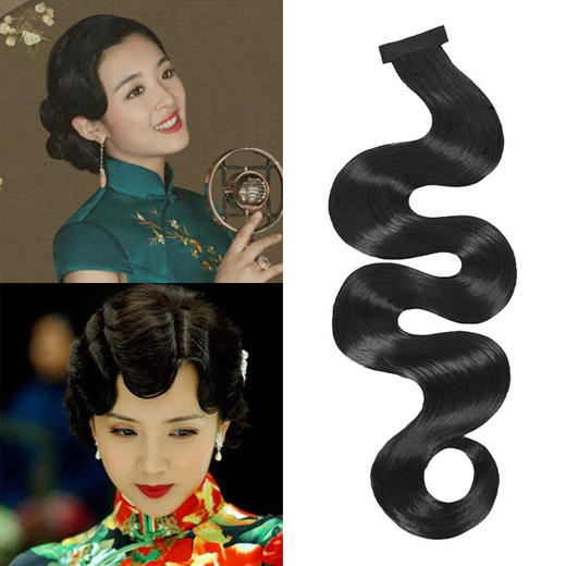 复古手推波纹刘海发片古装假发旗袍影楼拉花发包波浪假发刘海片女 商品图3