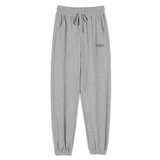 【潮搭圣品】华夫格慢跑加大码灰色运动裤宽松显瘦系绳直筒休闲裤女秋冬束脚卫裤 商品图4