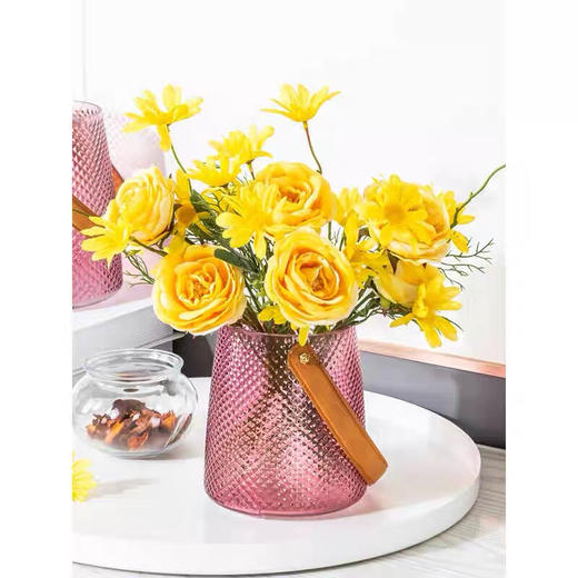 手提花瓶办公室花瓶北欧创意水养玫瑰百合玻璃花瓶插花小花器摆件 商品图3