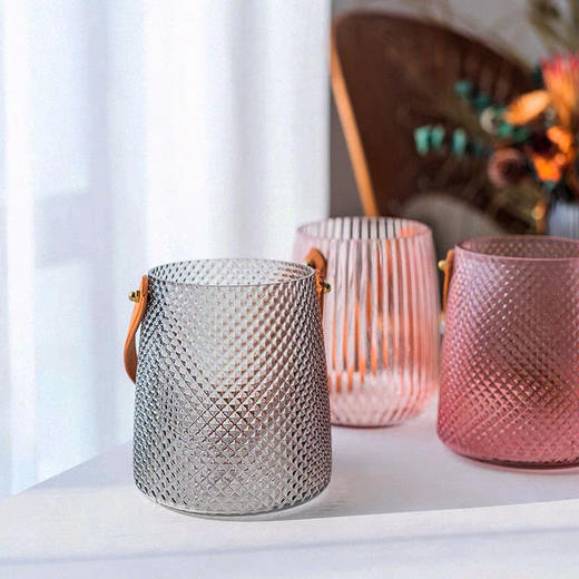 手提花瓶办公室花瓶北欧创意水养玫瑰百合玻璃花瓶插花小花器摆件 商品图12