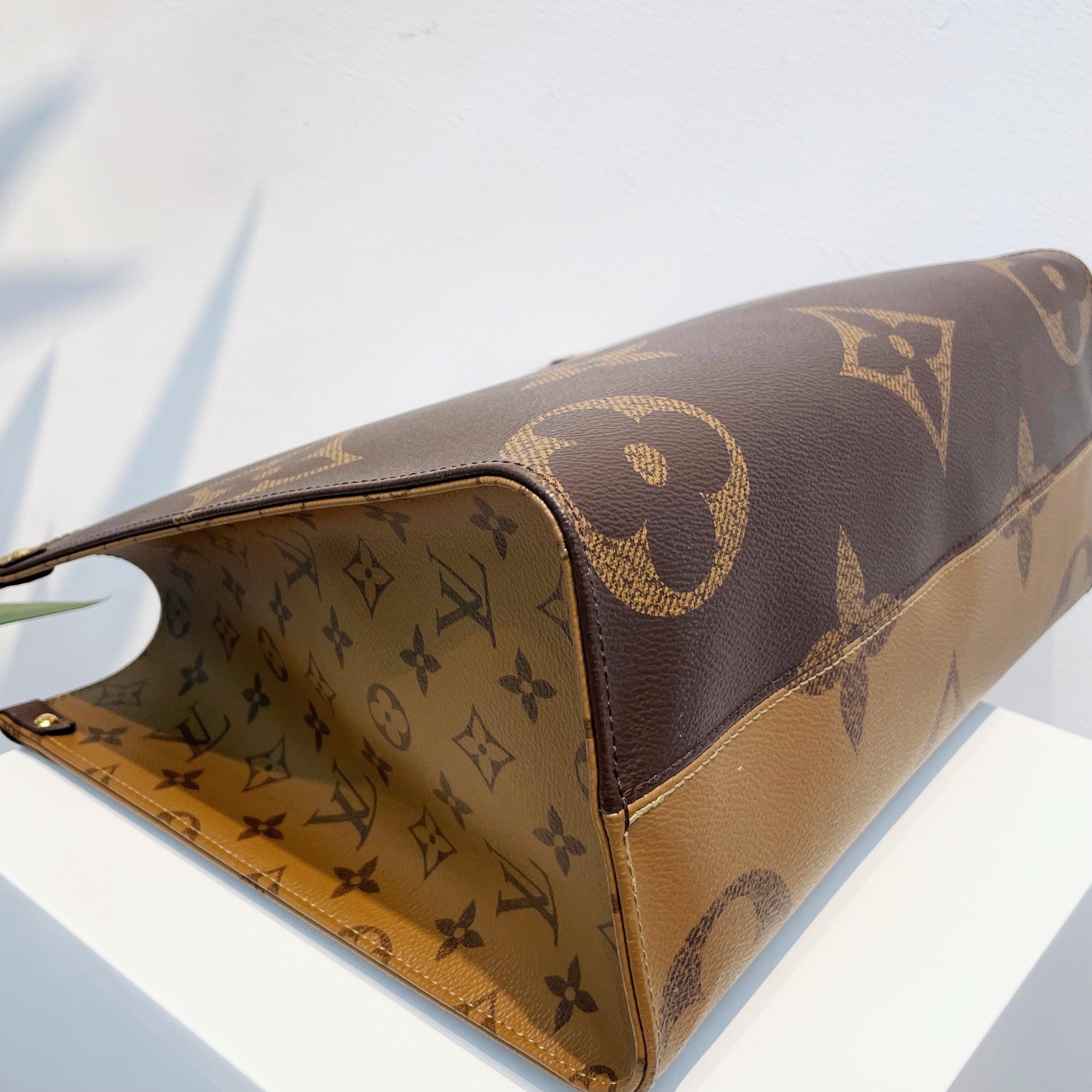 lv on the go 中号 老花拼色 购物袋