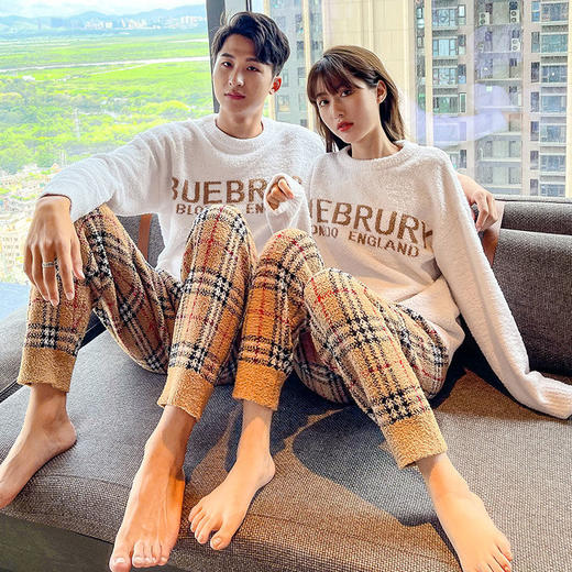 珊瑚绒睡衣情侣冬季加厚加绒女新款可外穿可爱卡通两件套家居服女 商品图7