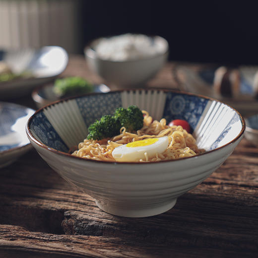 日式和风青花陶瓷釉下彩饭碗汤碗斗笠面碗家用餐具复古风精美送礼 商品图7