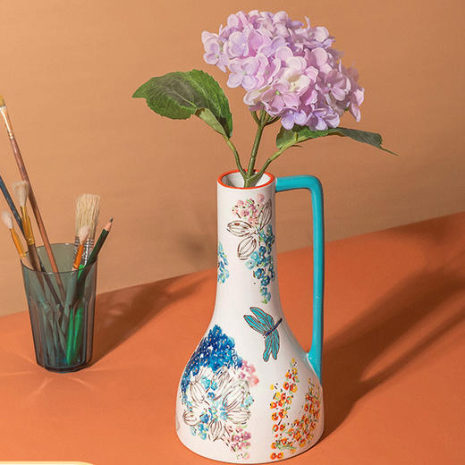 JOYYE卓艺花眷-繁花大花瓶TFV0119251北欧手绘陶瓷摆件网红花瓶ins客厅轻奢饰品插花干花花器 商品图1