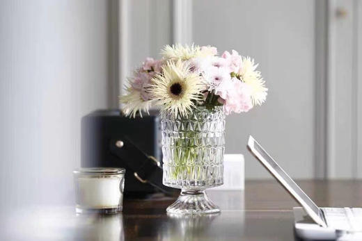 加厚水晶柱透明浮雕玻璃花瓶欧式高脚花器现代时尚水培容器家居装饰摆件 商品图6