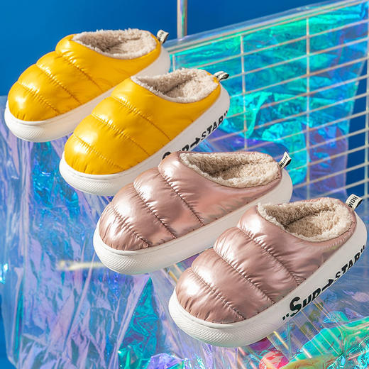 秋冬季厚底棉拖鞋女踩屎感保暖居家居室内防滑防水家用毛绒拖鞋男 商品图5