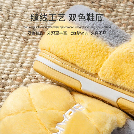 洁丽雅毛绒棉拖鞋女家用秋冬天防滑室内居家居情侣厚底拖鞋男冬季 商品图5