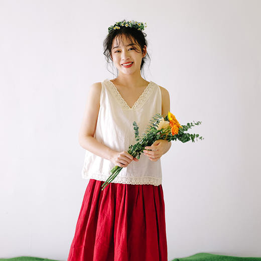 绽放F058-/纯棉背心打底法式蕾丝吊带 商品图1