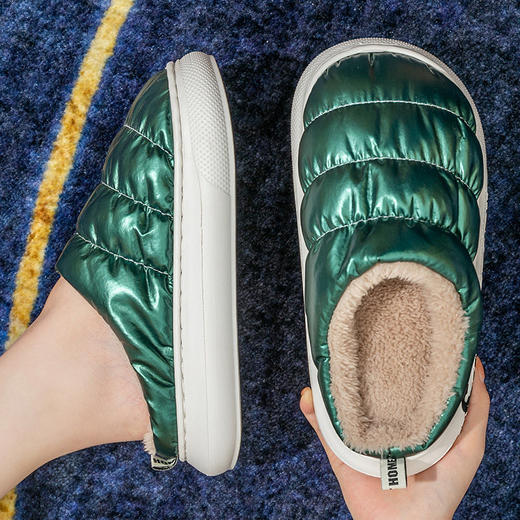 秋冬季厚底棉拖鞋女踩屎感保暖居家居室内防滑防水家用毛绒拖鞋男 商品图9