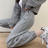 【潮搭圣品】华夫格慢跑加大码灰色运动裤宽松显瘦系绳直筒休闲裤女秋冬束脚卫裤 商品缩略图1