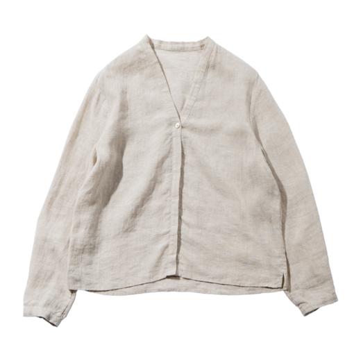 绽放318朵/长袖亚麻V领衬衫 商品图3