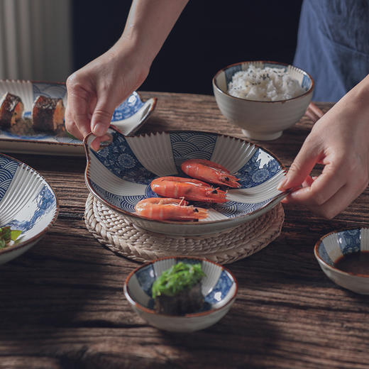 日式和风青花陶瓷釉下彩饭碗汤碗斗笠面碗家用餐具复古风精美送礼 商品图13