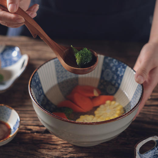 日式和风青花陶瓷釉下彩饭碗汤碗斗笠面碗家用餐具复古风精美送礼 商品图6