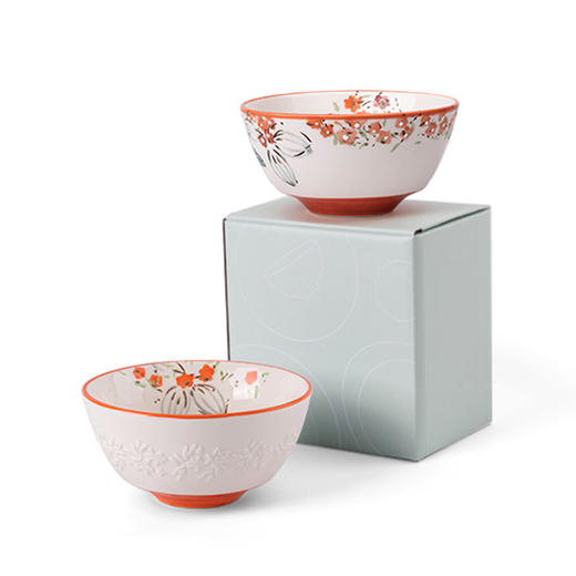JOYYE卓艺套2花园饭碗TFB0119245单个5英寸汤碗大号ins风陶瓷碗家用甜品碗礼盒套装 商品图1