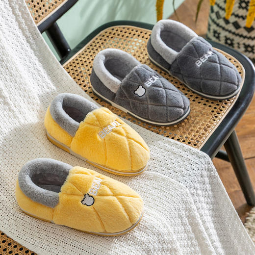 洁丽雅毛绒棉拖鞋女家用秋冬天防滑室内居家居情侣厚底拖鞋男冬季 商品图4