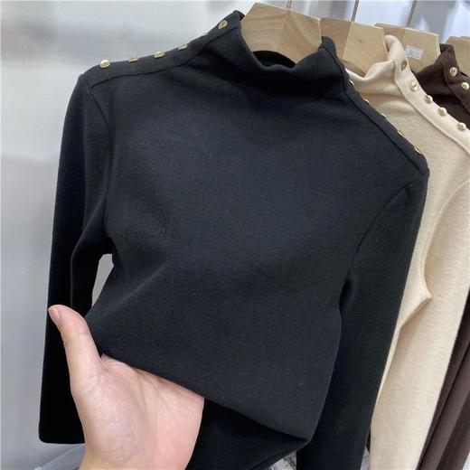 欧货厚磨毛德绒长袖T恤女2021秋冬新款内搭打底衫设计感百搭上衣 商品图2