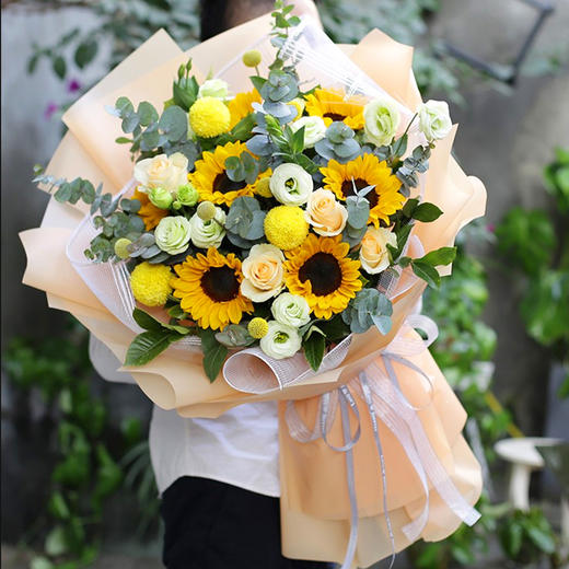 向日葵混搭精品玫瑰花束送女友领导爸爸妈妈老师感恩父亲节中秋国庆