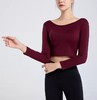 秋冬运动健身长袖罩衫美背露脐跑步上衣瑜伽服长袖T恤女不可插胸垫 rd02 商品缩略图1