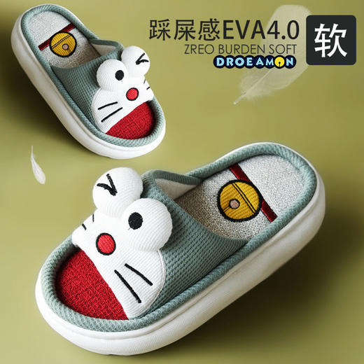 亚麻拖鞋女款可爱卡通居家用四季加厚软底棉麻布防滑情侣拖鞋男夏 商品图6