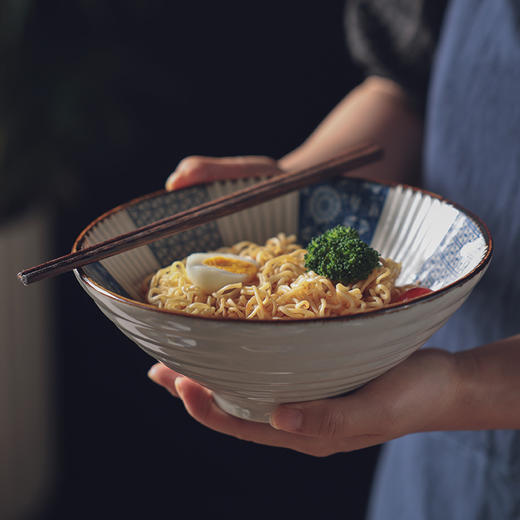 日式和风青花陶瓷釉下彩饭碗汤碗斗笠面碗家用餐具复古风精美送礼 商品图1