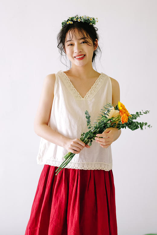 绽放F058-/纯棉背心打底法式蕾丝吊带 商品图3