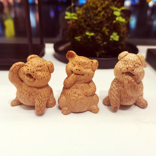 萌猪小摆件°黄杨木&竹 商品图1