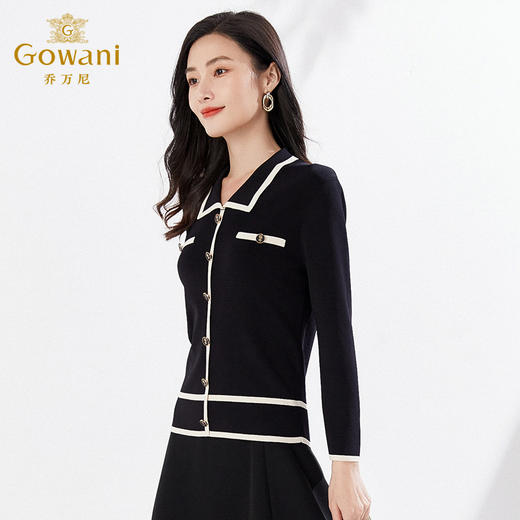 乔万尼新品撞色贵气小香风针织衫EI3M262 商品图1
