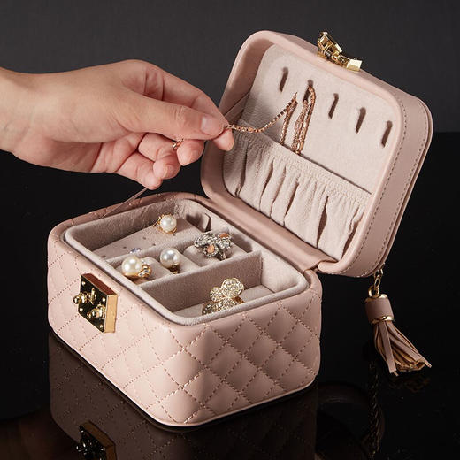 【6F】多样屋首饰盒收纳饰品盒珠宝盒婚庆新娘生日礼物多层带锁扣小香风 大号加迷你 商品图1