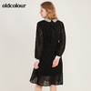 oldcolour黑色气质收腰长袖连衣裙M41103176 商品缩略图1