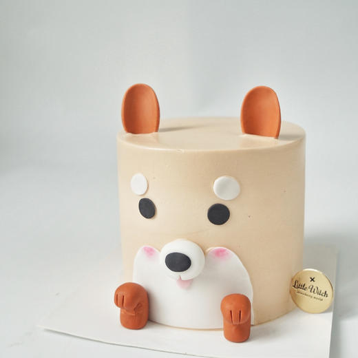 LITTLE WITCH 卡通系列“邻家小柴”可爱半翻糖狗狗蛋糕 夹心新鲜水果，4寸加高 商品图0