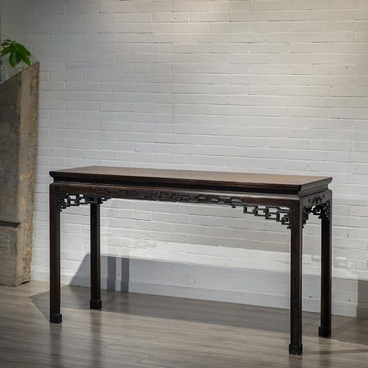 清代 红木束腰马蹄腿回纹条桌 商品图1