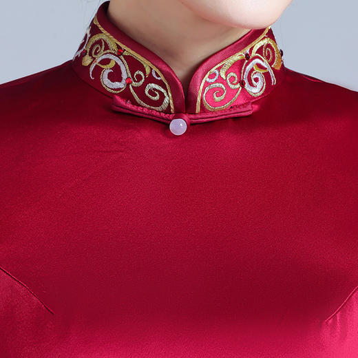 上海旗袍厂LHS-2031礼服新款旗袍长款刺绣年轻洋气连衣裙秋 商品图3