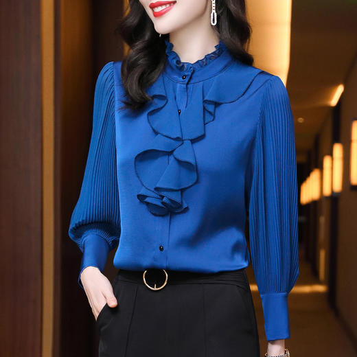 木耳领秋装新款衬衫女长袖春秋季时尚洋气衬衣上衣韩版 RWQ1331 商品图2