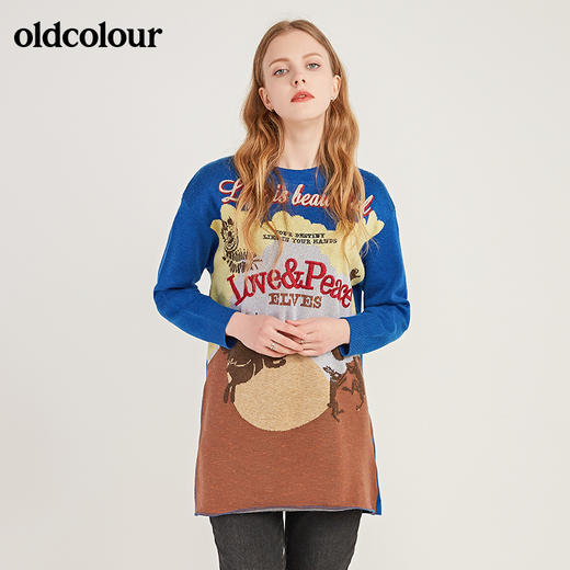 oldcolour卡通图案宽松百搭毛织连衣裙M41106151 商品图4