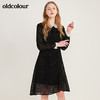 oldcolour黑色气质收腰长袖连衣裙M41103176 商品缩略图0